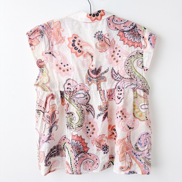 THML Paisley Boho Babydoll Blouse Top Womens XS Peasant Cottage Romantic Resort - Picture 4 of 8